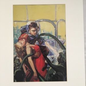 Spaceman adventure damsel matted art Pulp pop